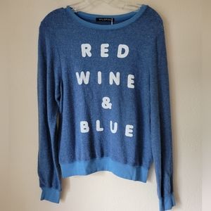 Wild Fox Red Wine & Blue Fleece Sweatshirt